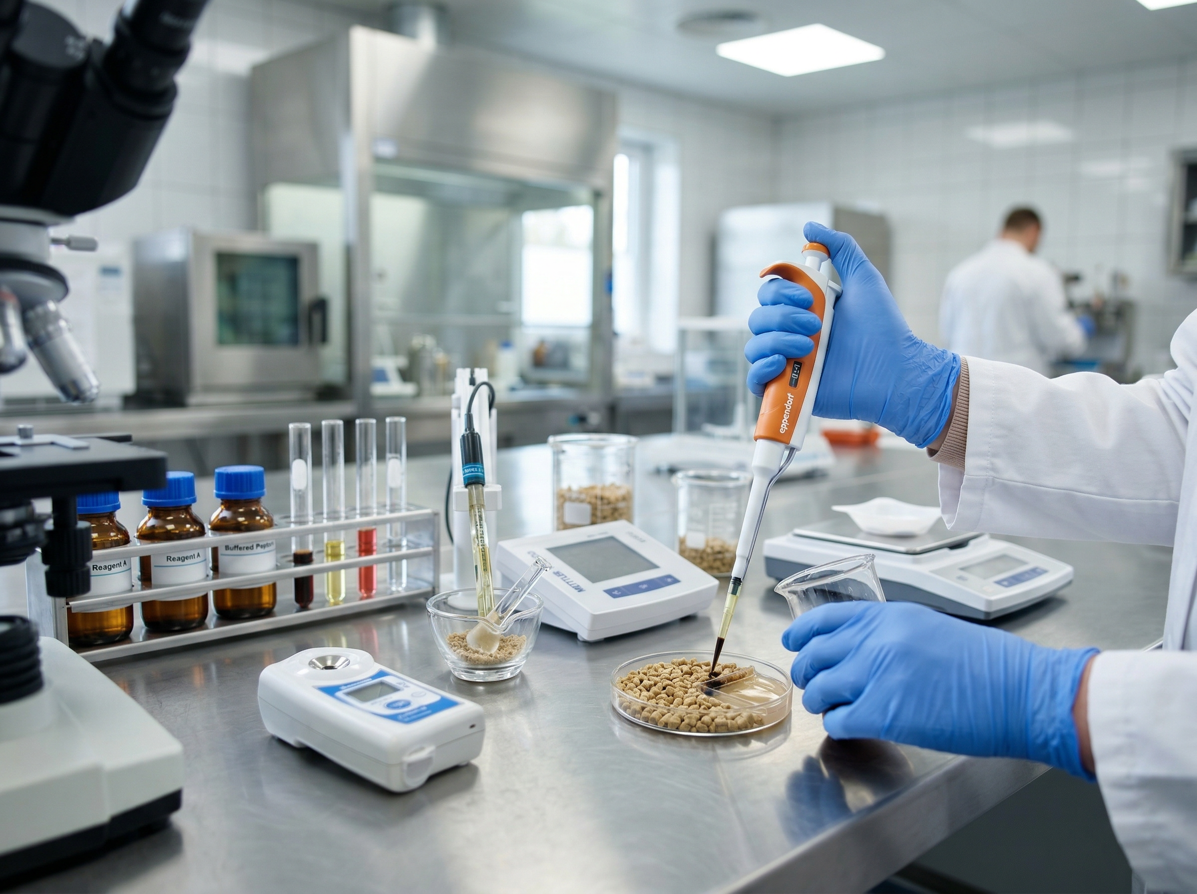 Quality control laboratory testing in GET manufacturing facility